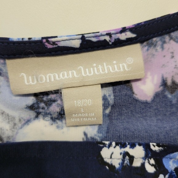 Woman Within Shirt Dress Multicolor Floral Print Sleeve Zip Detail Large 18/20 - Picture 6 of 7